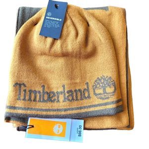 Timberland Reversible Scarf & Beanie Hat Set in Box
